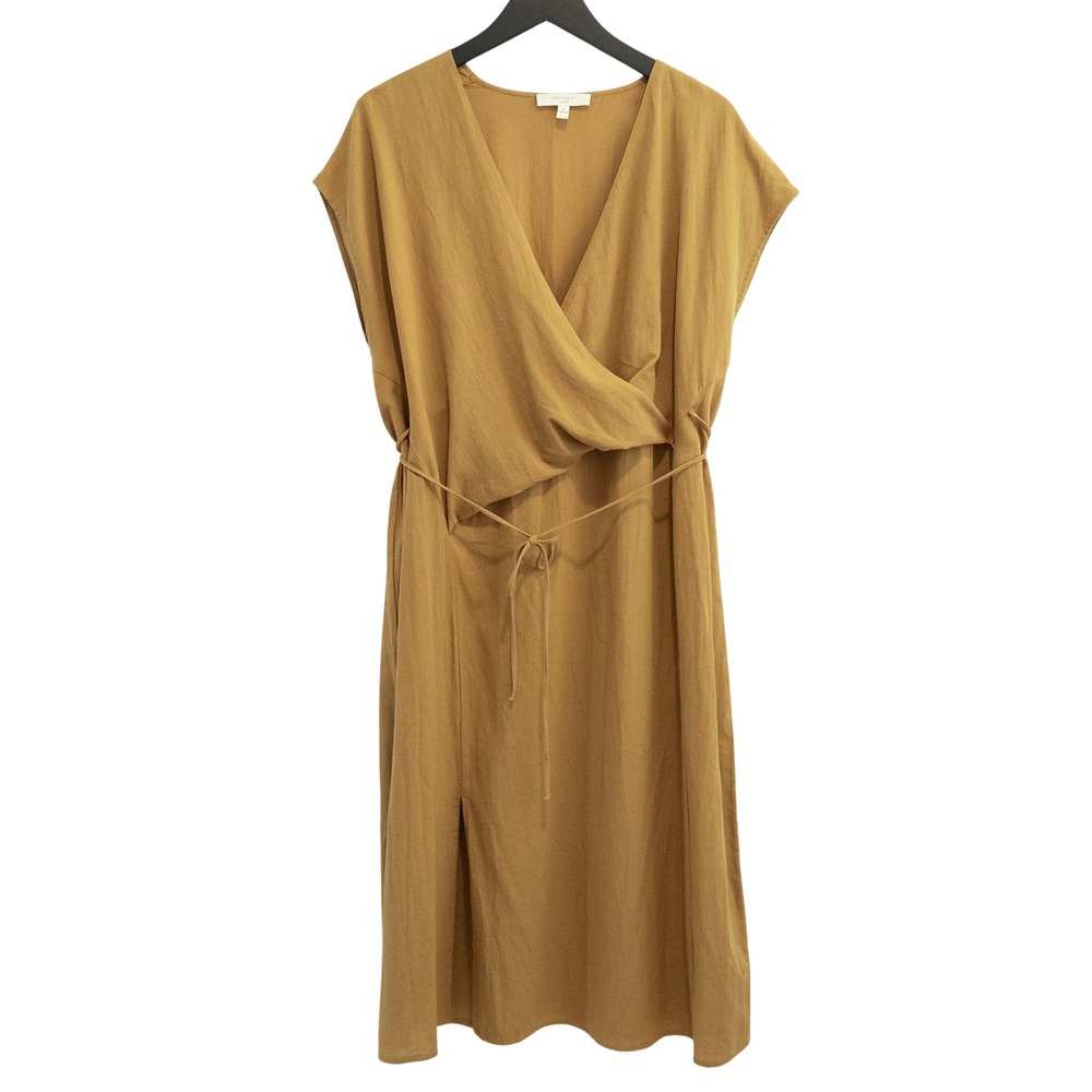 Grade‎ & Gather Wrap Dress Womens M Yellow Cotton Rayon Boho Indie Earthy